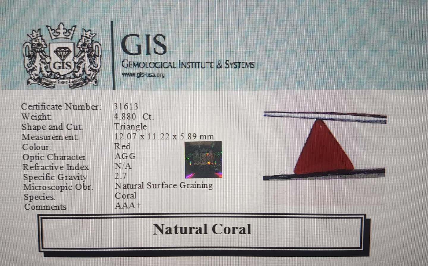 CRL2822 4 Coral 4.88 Ct.
