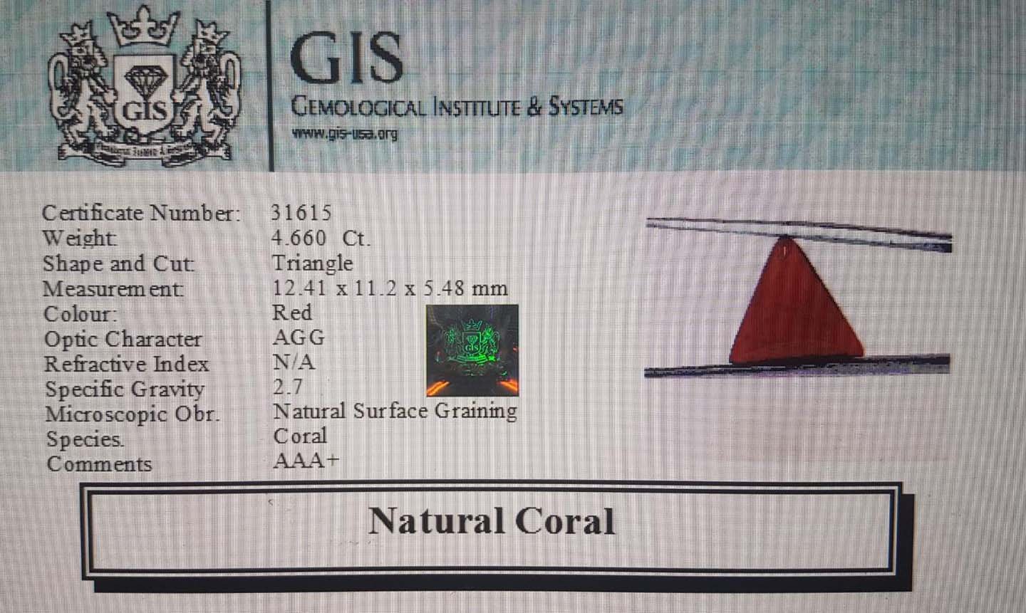 CRL2824 4 Coral 4.66 Ct.