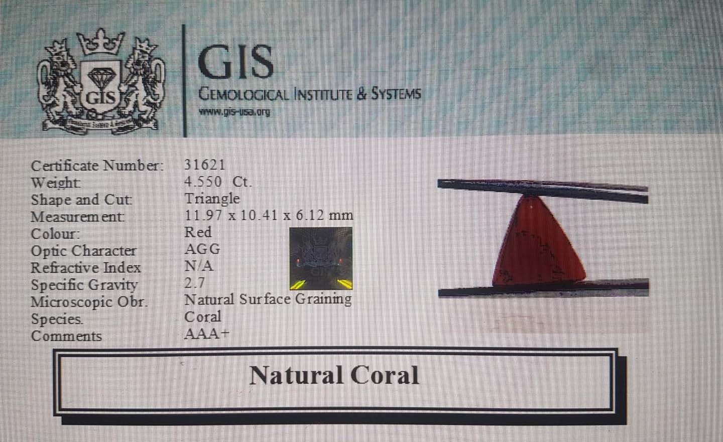 CRL2830 4 Coral 4.55 Ct.
