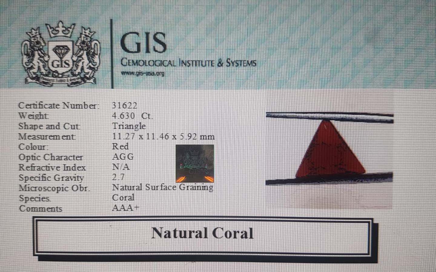 CRL2831 4 Coral 4.63 Ct.