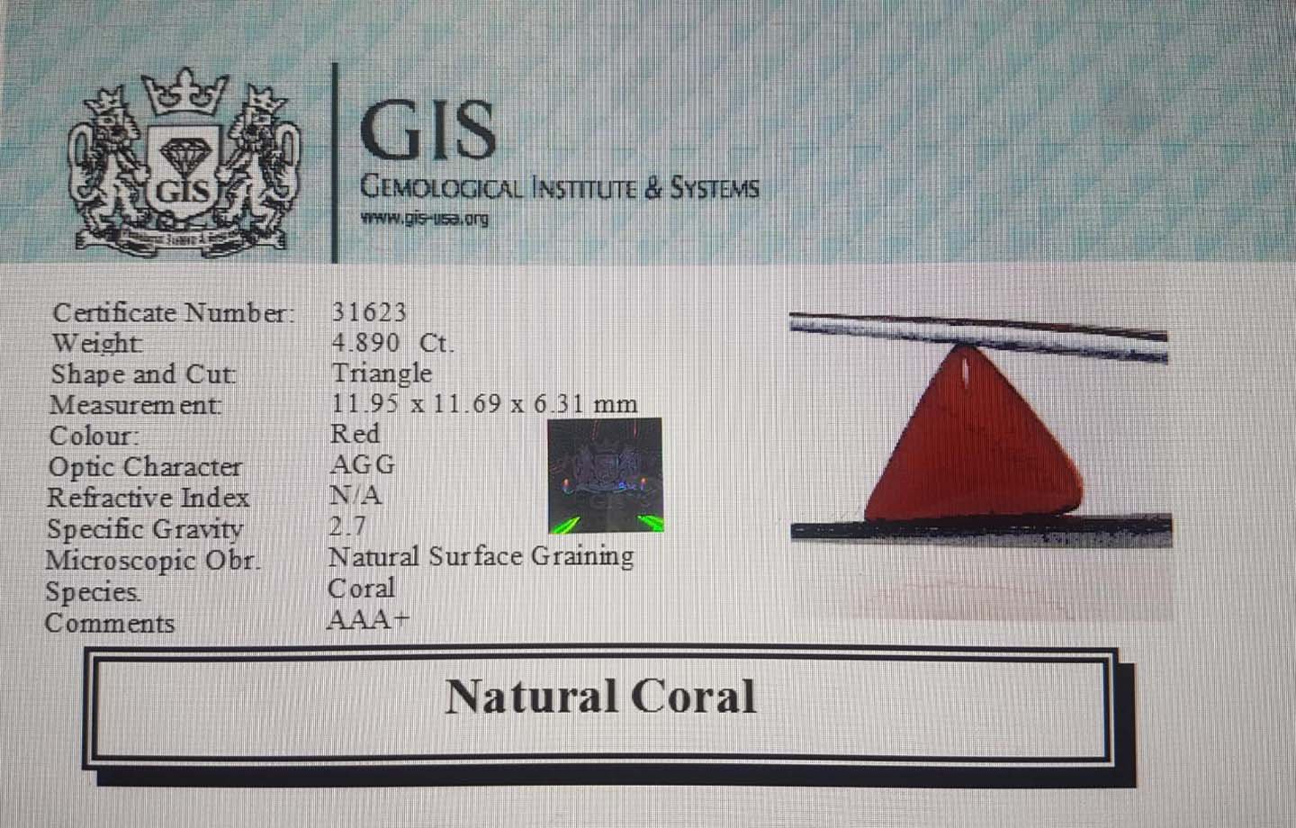 CRL2832 4 Coral 4.89 Ct.