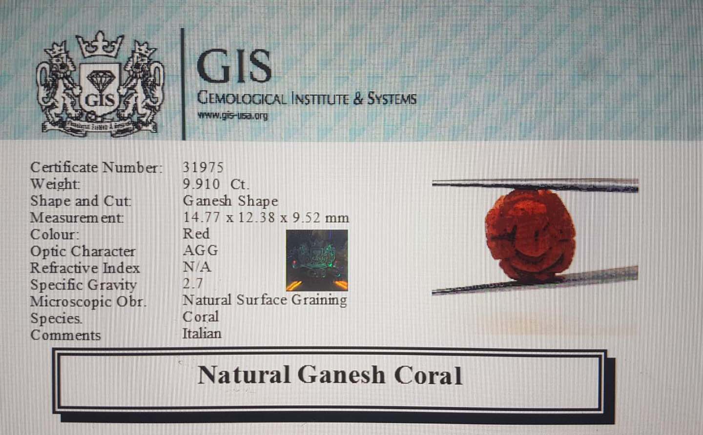 Ganesh Coral 9.91 Ct.