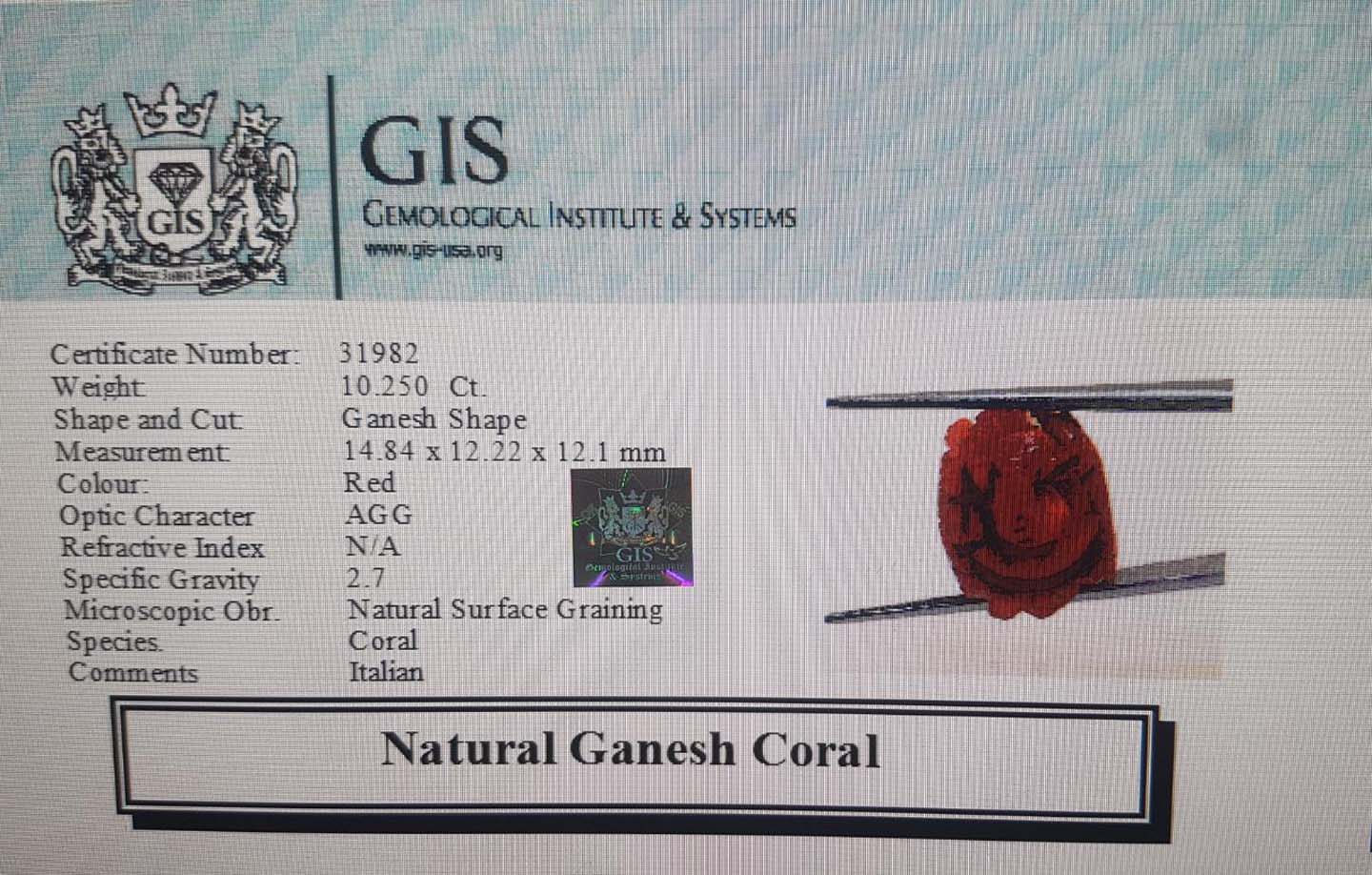 Ganesh Coral 10.25 Ct.