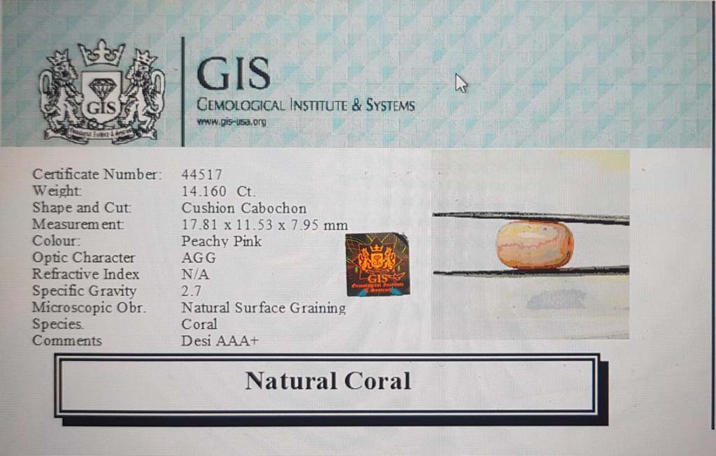 CRL3798 4 Coral 14.16 Ct.