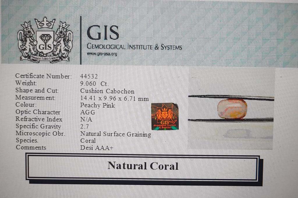 CRL3813 4 Coral 9.06 Ct.