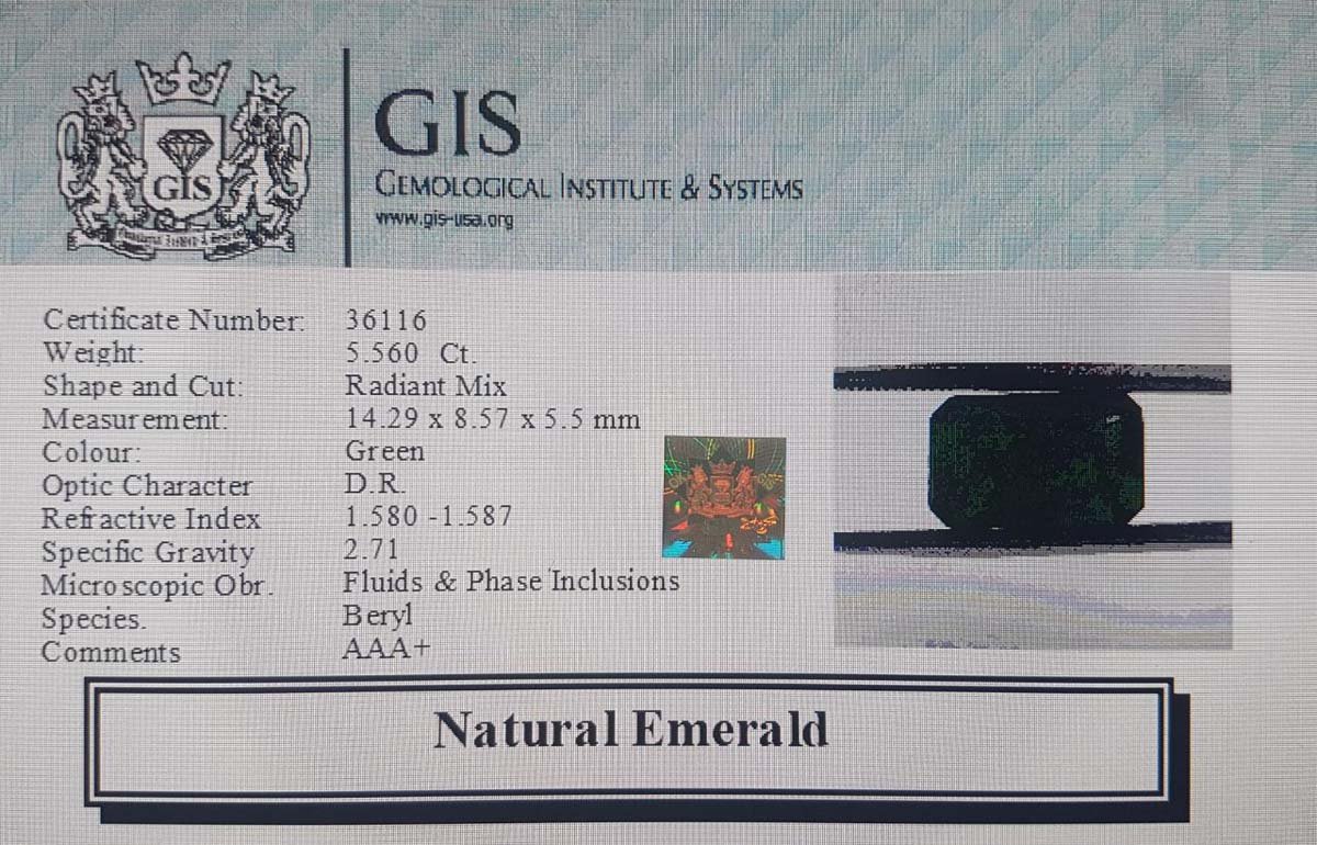 EMR10020 4 Emerald 5.56 Ct.