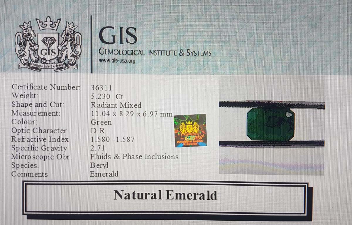 EMR10214 4 Emerald 5.23 Ct.