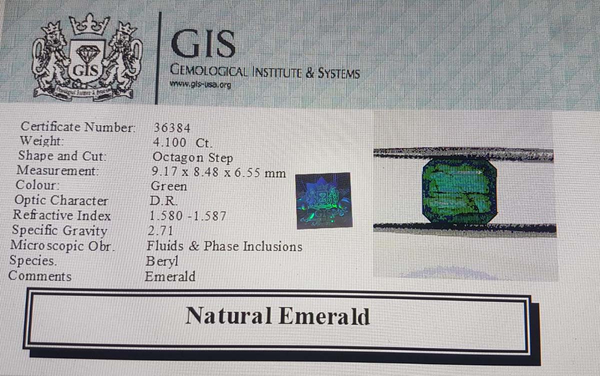 EMR10287 4 Emerald 4.1 Ct.