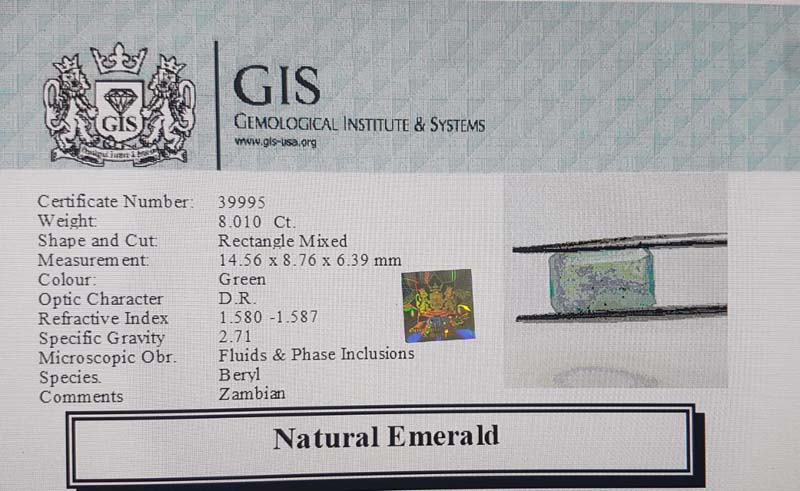 EMR11813 4 Emerald 8.01 Ct.