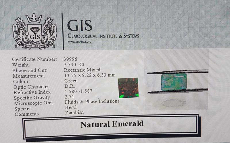 EMR11814 4 Emerald 7.53 Ct.