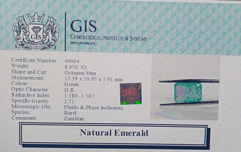 EMR11822 4 Emerald 8.05 Ct.