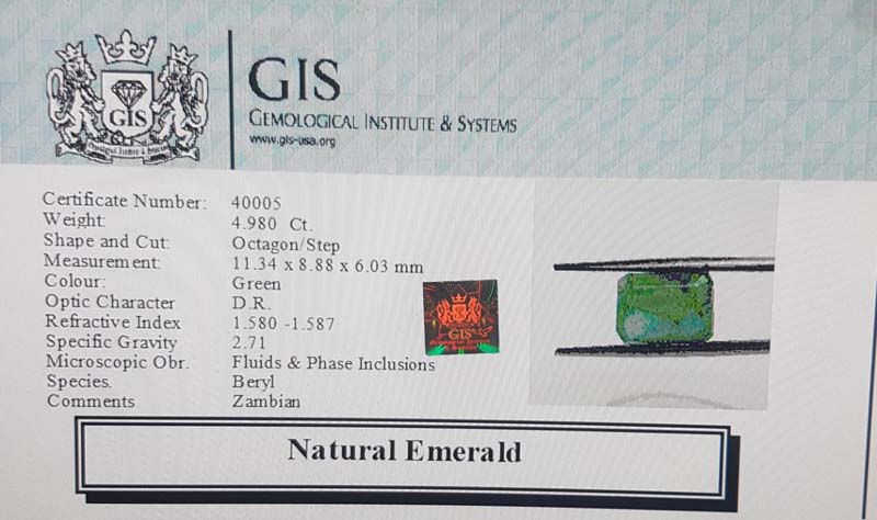 EMR11823 4 Emerald 4.98 Ct.