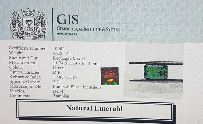 EMR11824 4 Emerald 4.92 Ct.