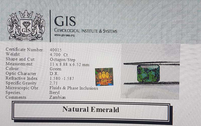 EMR11833 4 Emerald 4.7 Ct.