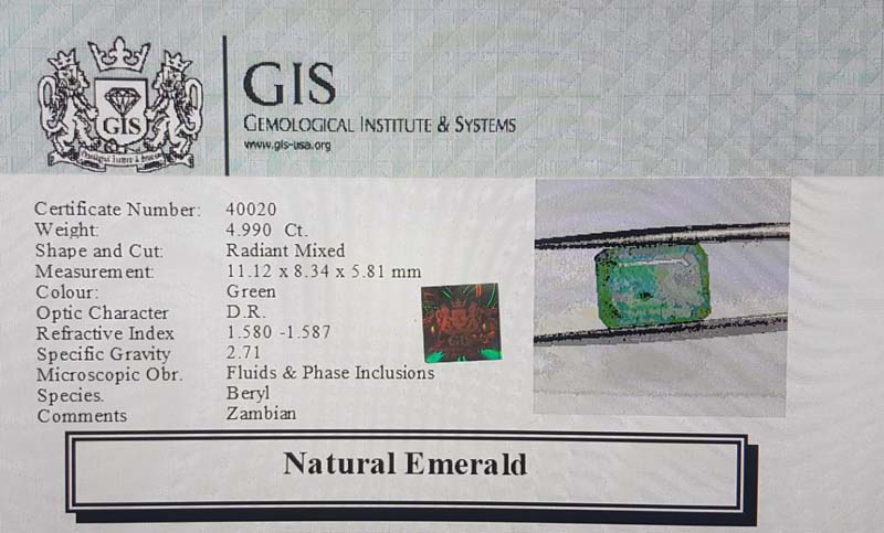 EMR11838 4 Emerald 4.99 Ct.