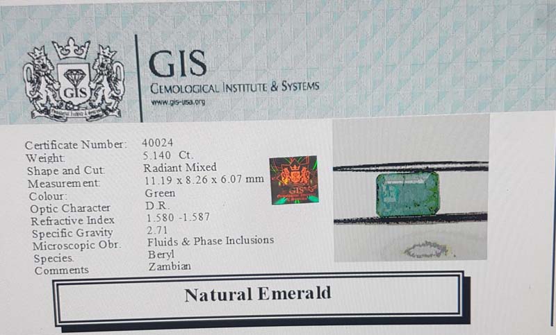 EMR11842 4 Emerald 5.14 Ct.