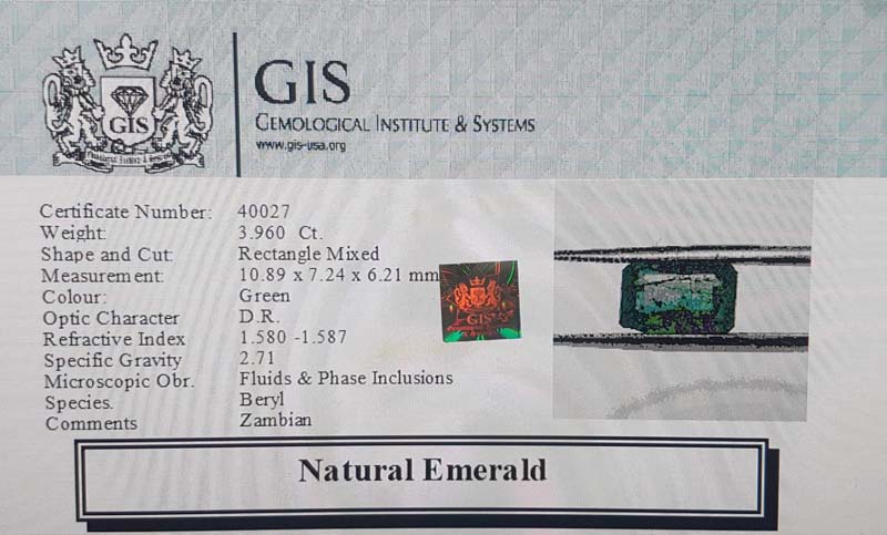 EMR11845 4 Emerald 3.96 Ct.