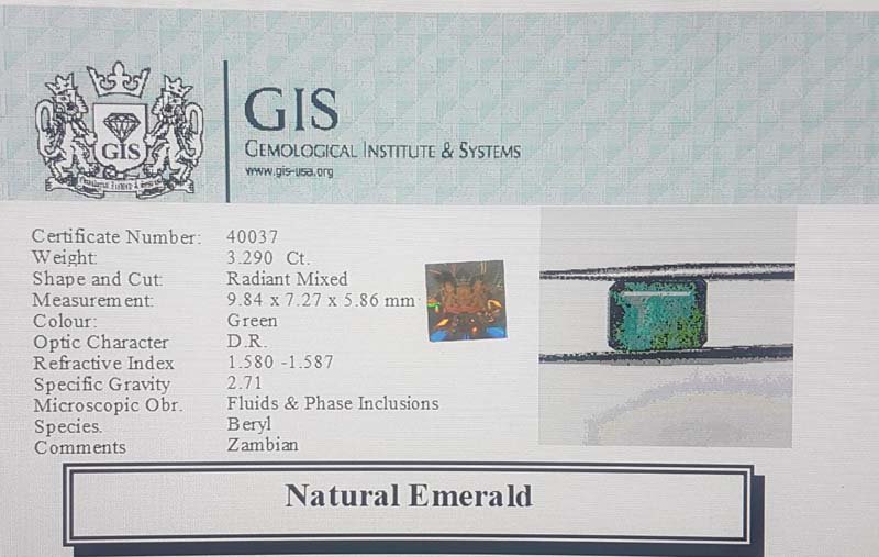 EMR11855 4 Emerald 3.29 Ct.