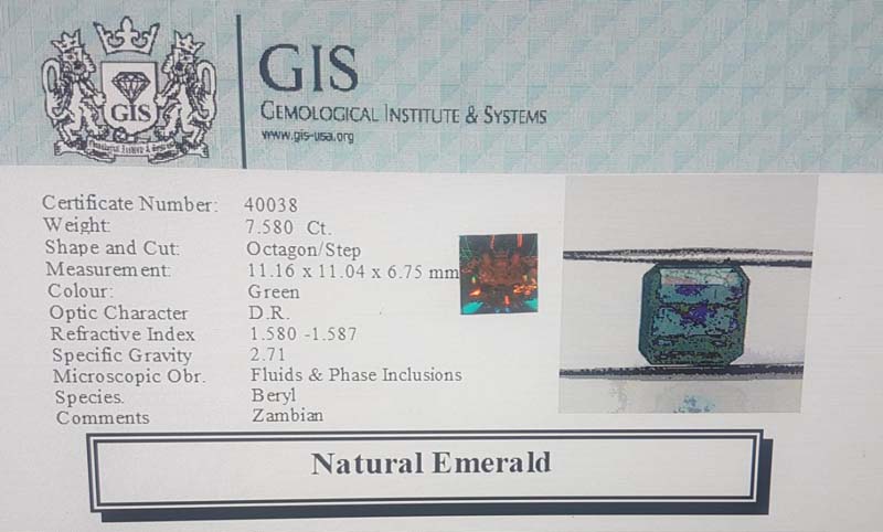 EMR11856 4 Emerald 7.58 Ct.