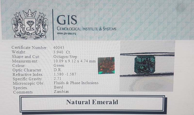 EMR11861 4 Emerald 3.94 Ct.