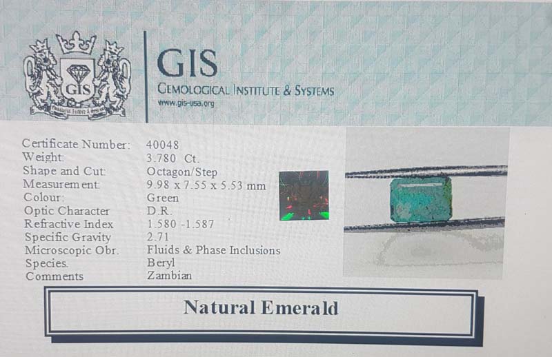 EMR11866 4 Emerald 3.78 Ct.