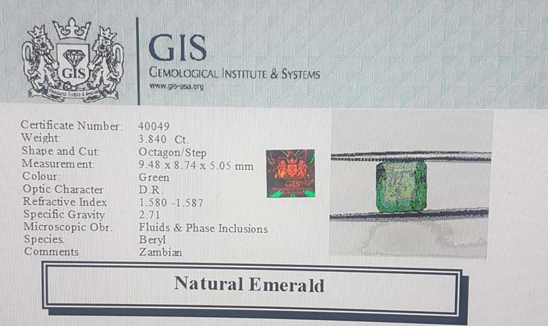EMR11867 4 Emerald 3.84 Ct.