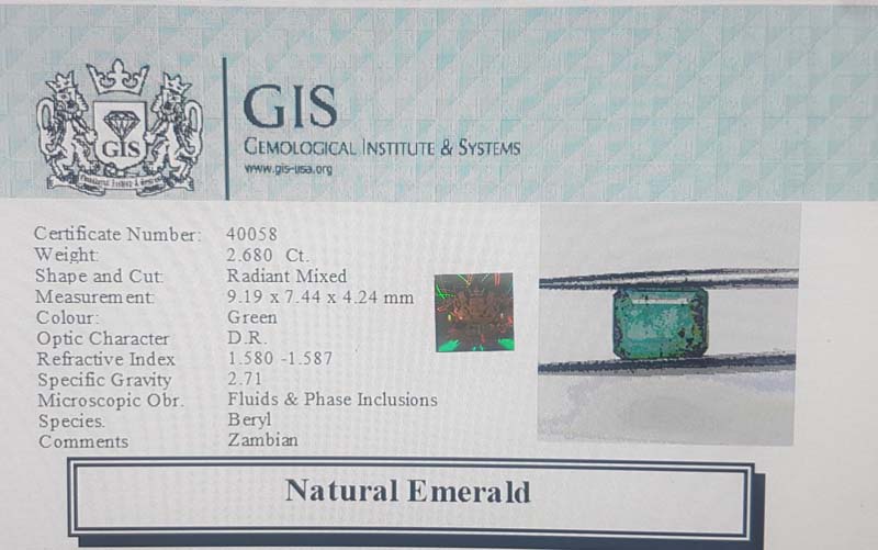 EMR11876 4 Emerald 2.68 Ct.