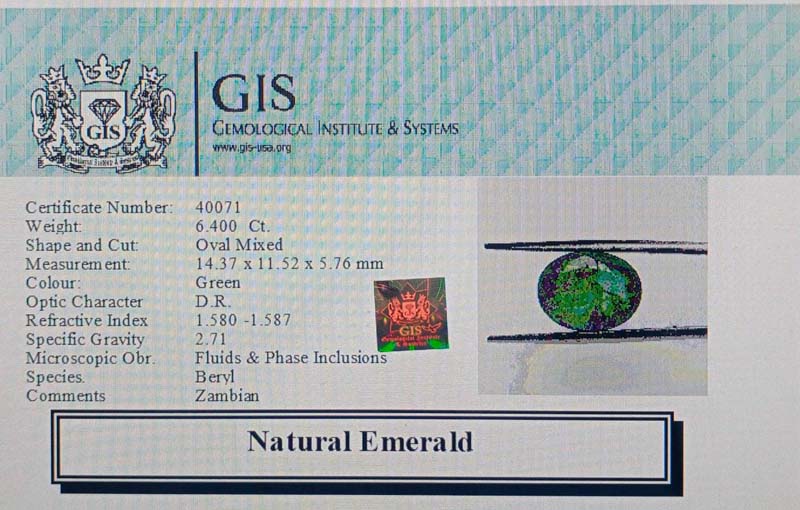 EMR11889 4 Emerald 6.4 Ct.