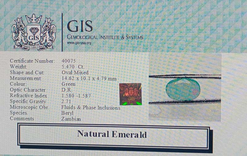 EMR11893 4 Emerald 5.47 Ct.