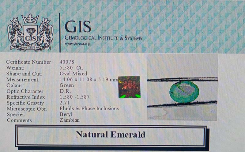 EMR11896 4 Emerald 5.58 Ct.