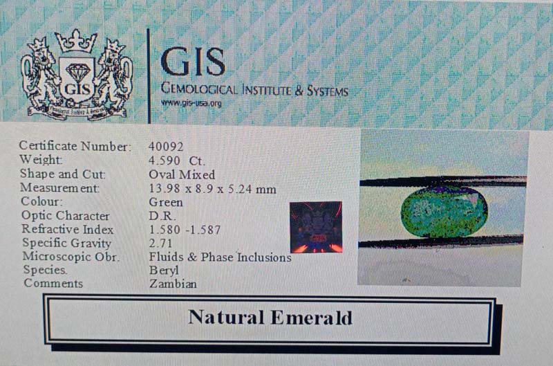 EMR11910 4 Emerald 4.59 Ct.