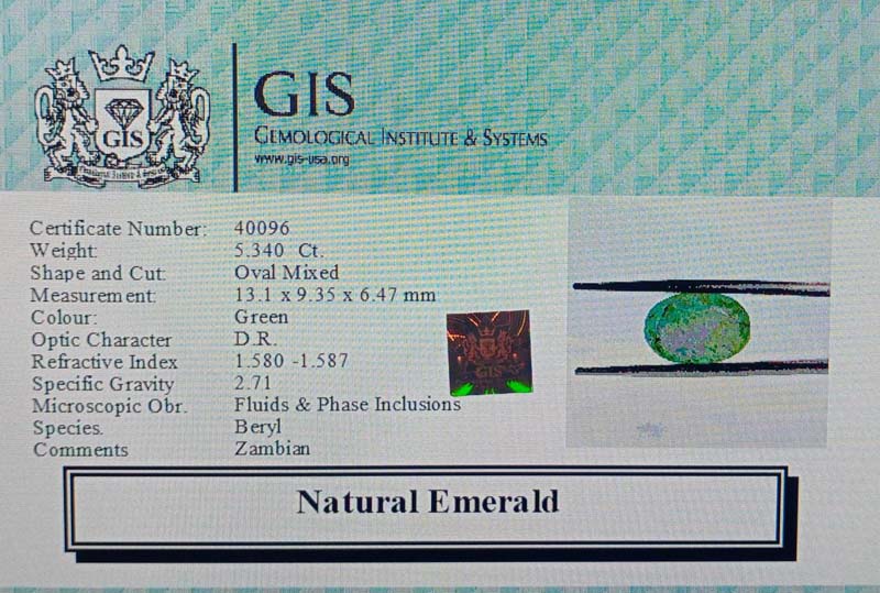 EMR11914 4 Emerald 5.34 Ct.