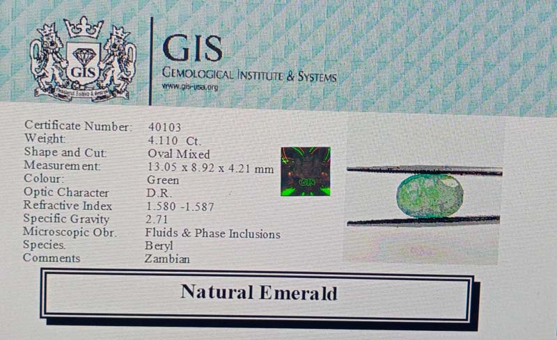 EMR11921 4 Emerald 4.11 Ct.