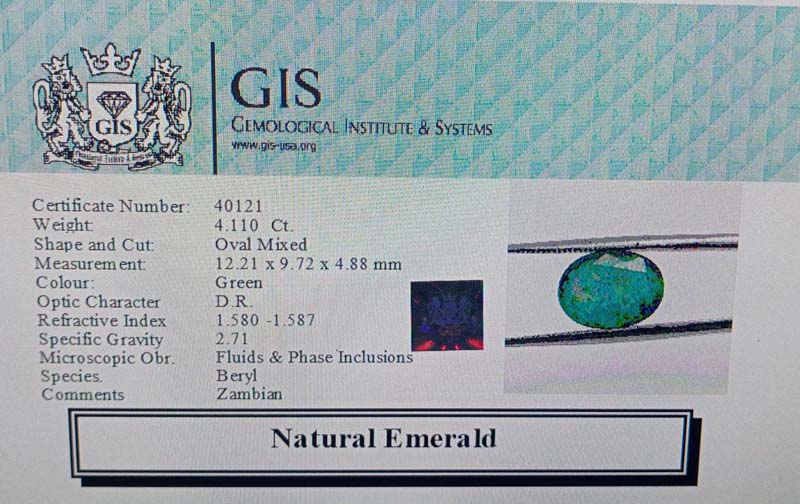 EMR11939 4 Emerald 4.11 Ct.
