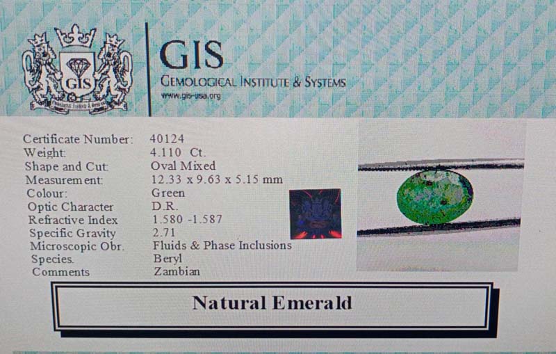EMR11942 4 Emerald 4.11 Ct.