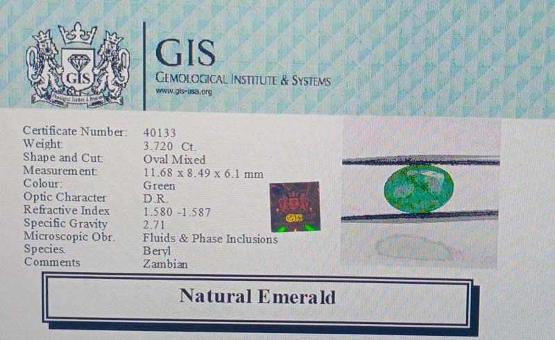 EMR11951 4 Emerald 3.72 Ct.