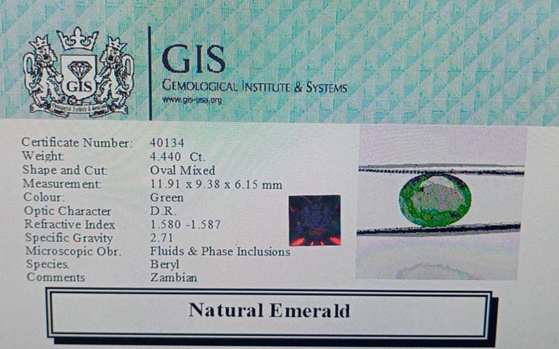 EMR11952 4 Emerald 4.44 Ct.