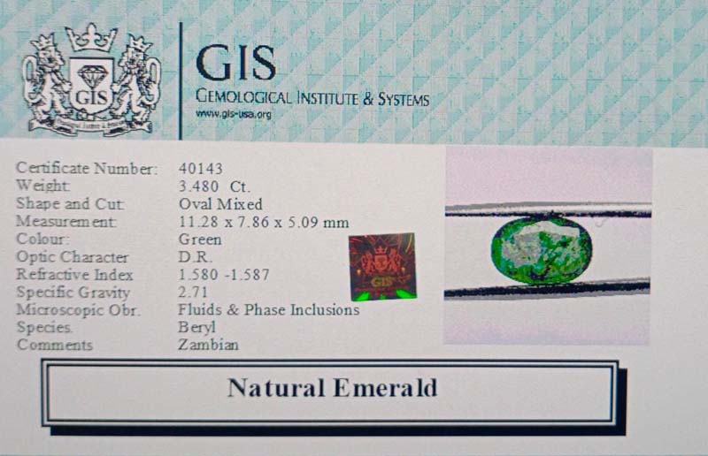 EMR11961 4 Emerald 3.48 Ct.