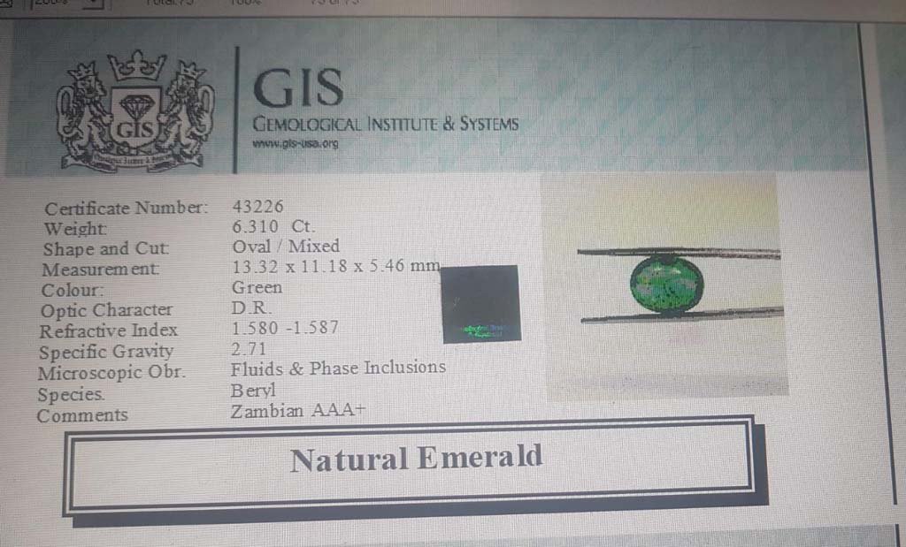 EMR12298 4 Emerald 6.31 Ct.