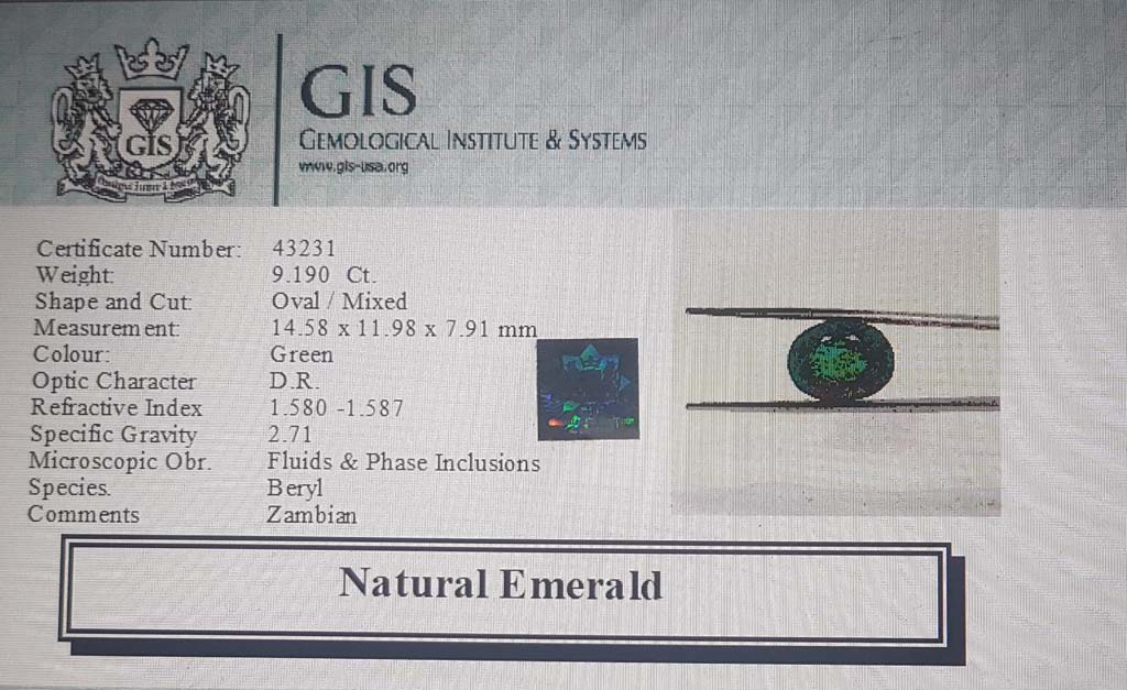 Emerald 9.19 Ct.