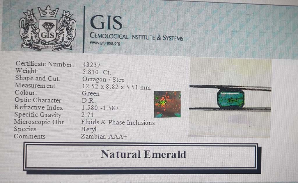 EMR12309 4 Emerald 5.81 Ct.