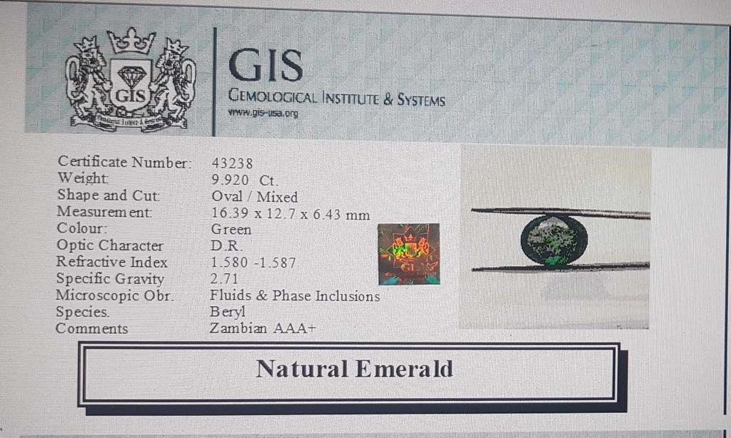 Emerald 9.92 Ct. 5 EMR12310 4 Emerald 9.92 Ct.