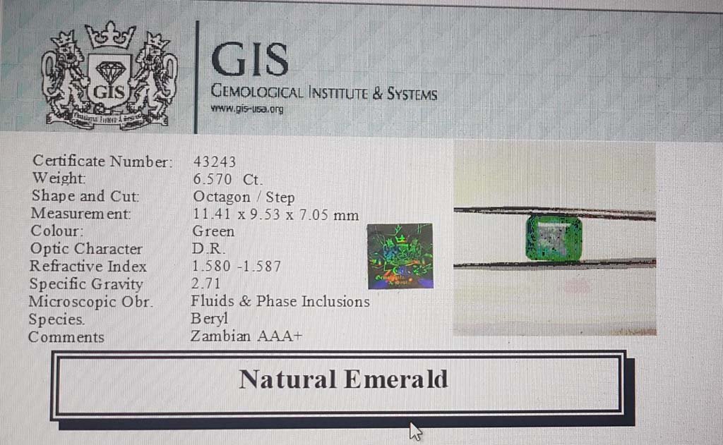 EMR12315 4 Emerald 6.57 Ct.