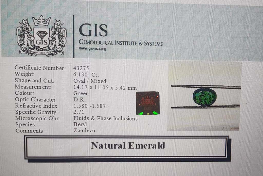 Emerald 6.13 Ct. 5 EMR12347 4 Emerald 6.13 Ct.