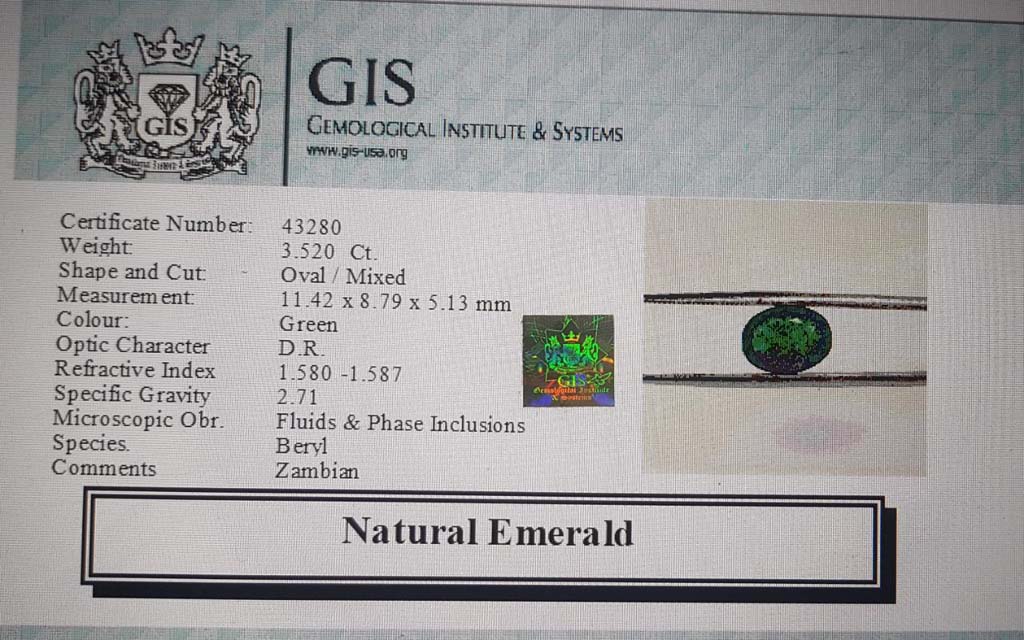 Emerald 3.52 Ct. 5 EMR12352 4 Emerald 3.52 Ct.