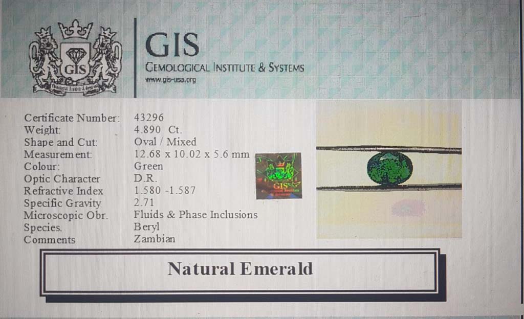 Emerald 4.89 Ct.