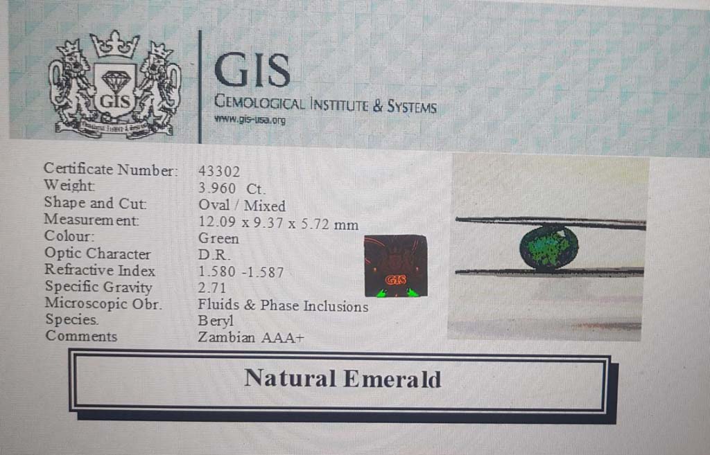 Emerald 3.96 Ct. 5 EMR12374 4 Emerald 3.96 Ct.