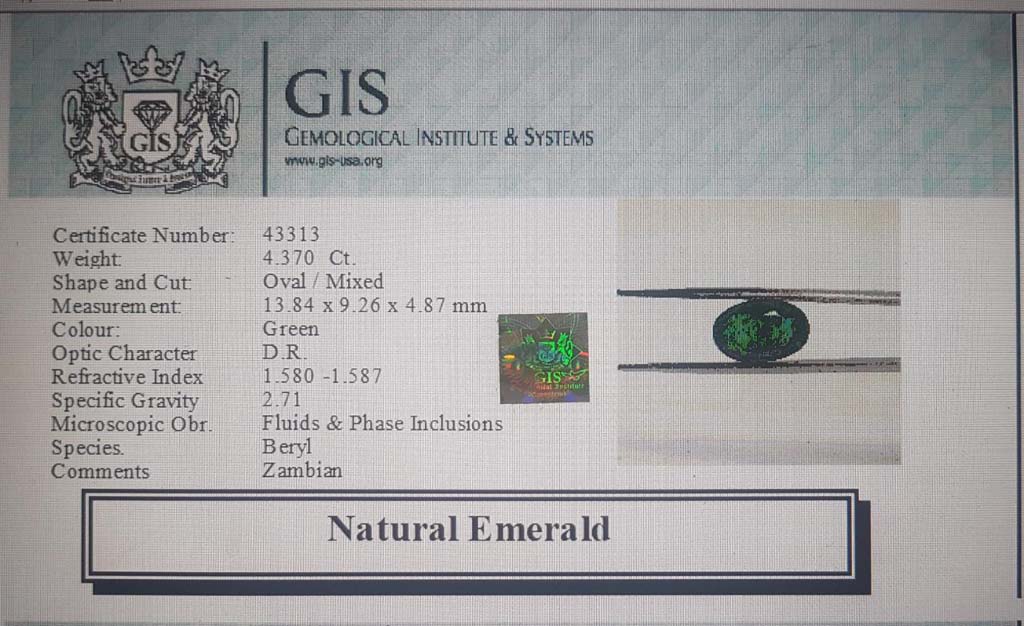 Emerald 4.37 Ct. 5 EMR12385 4 Emerald 4.37 Ct.