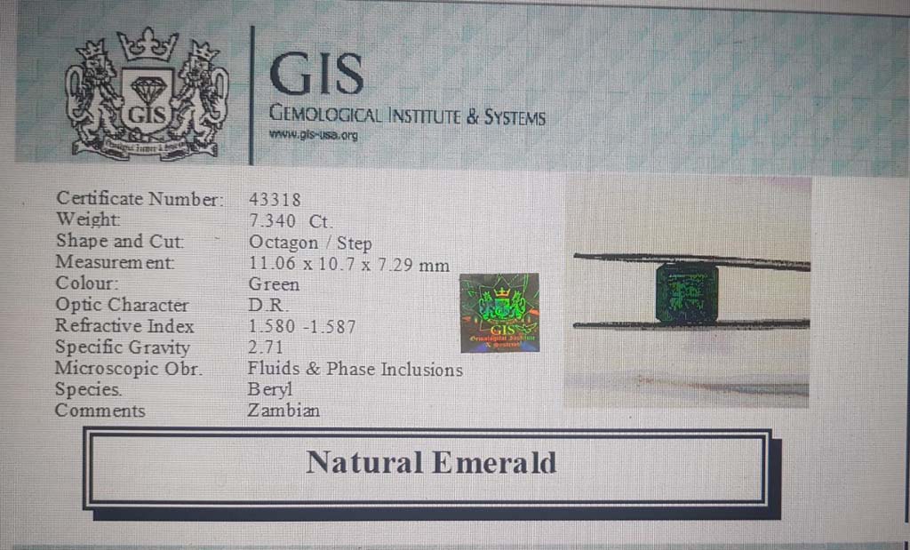 Emerald 7.34 Ct. 5 EMR12390 4 Emerald 7.34 Ct.