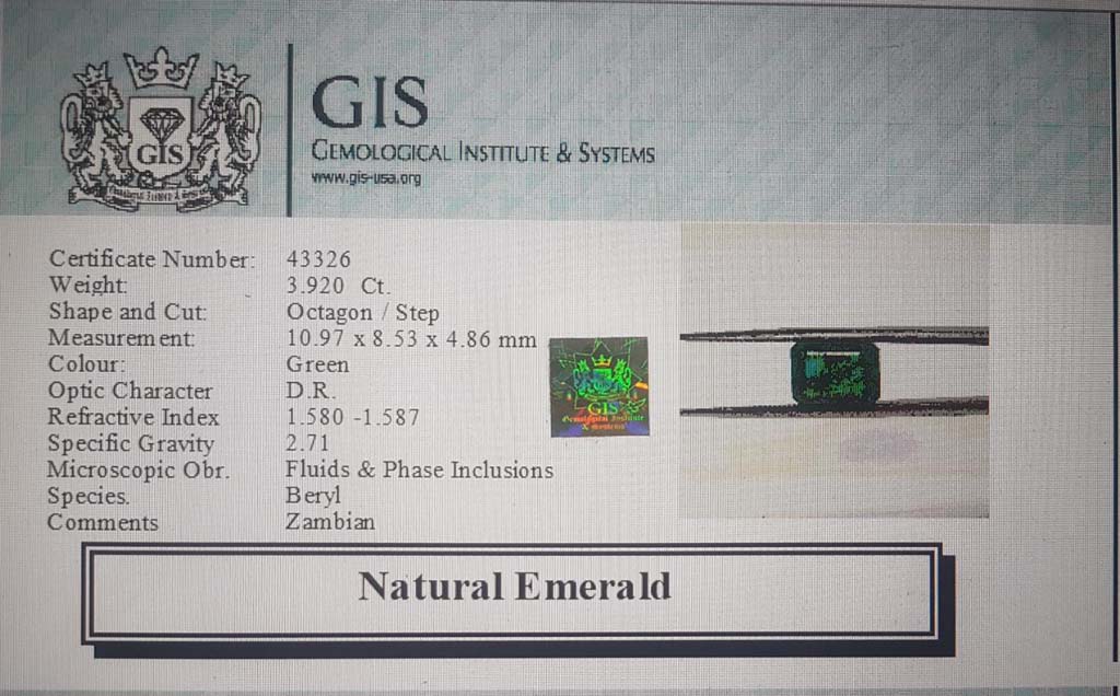 Emerald 3.92 Ct. 5 EMR12398 4 Emerald 3.92 Ct.